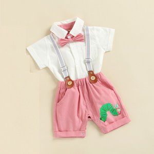 The Very Hungry Caterpillar Boy First Second Birthday Outfit Clothes Suspenders